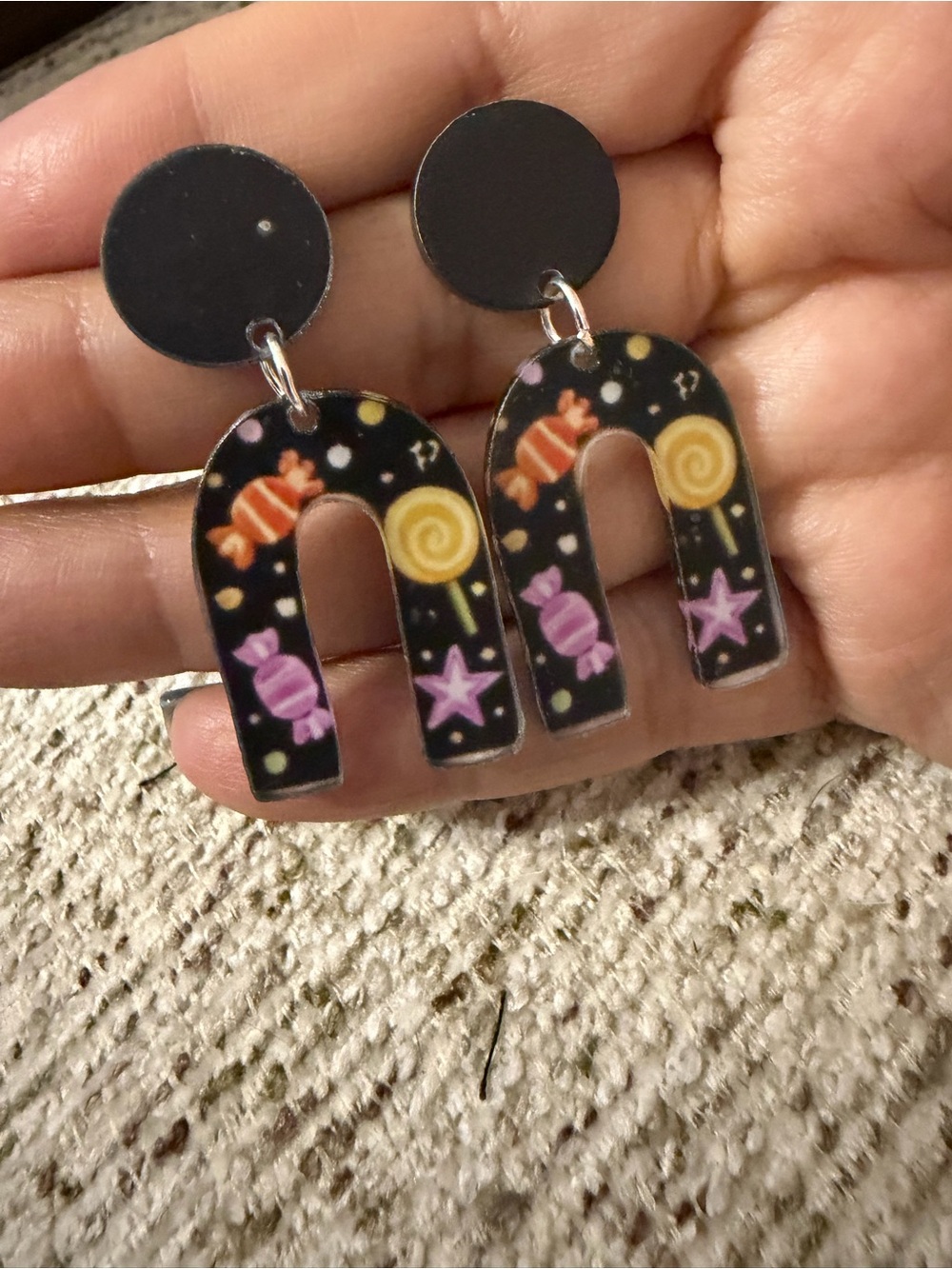 Acrylic dangling Black Arch Dangle Earrings